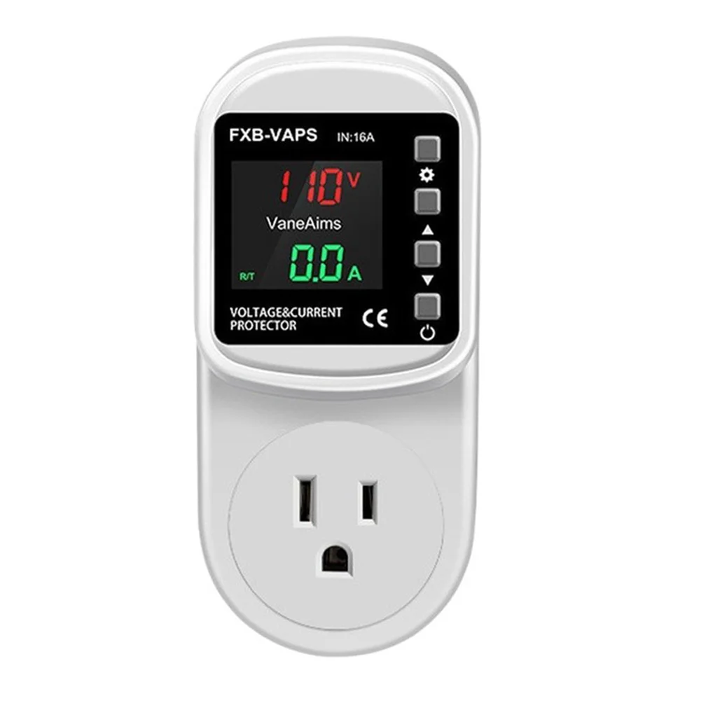 110V Over Under Voltage Protector 16A With LCD Display For Home Appliances Automatic Recovery Function For Safe Power Supply