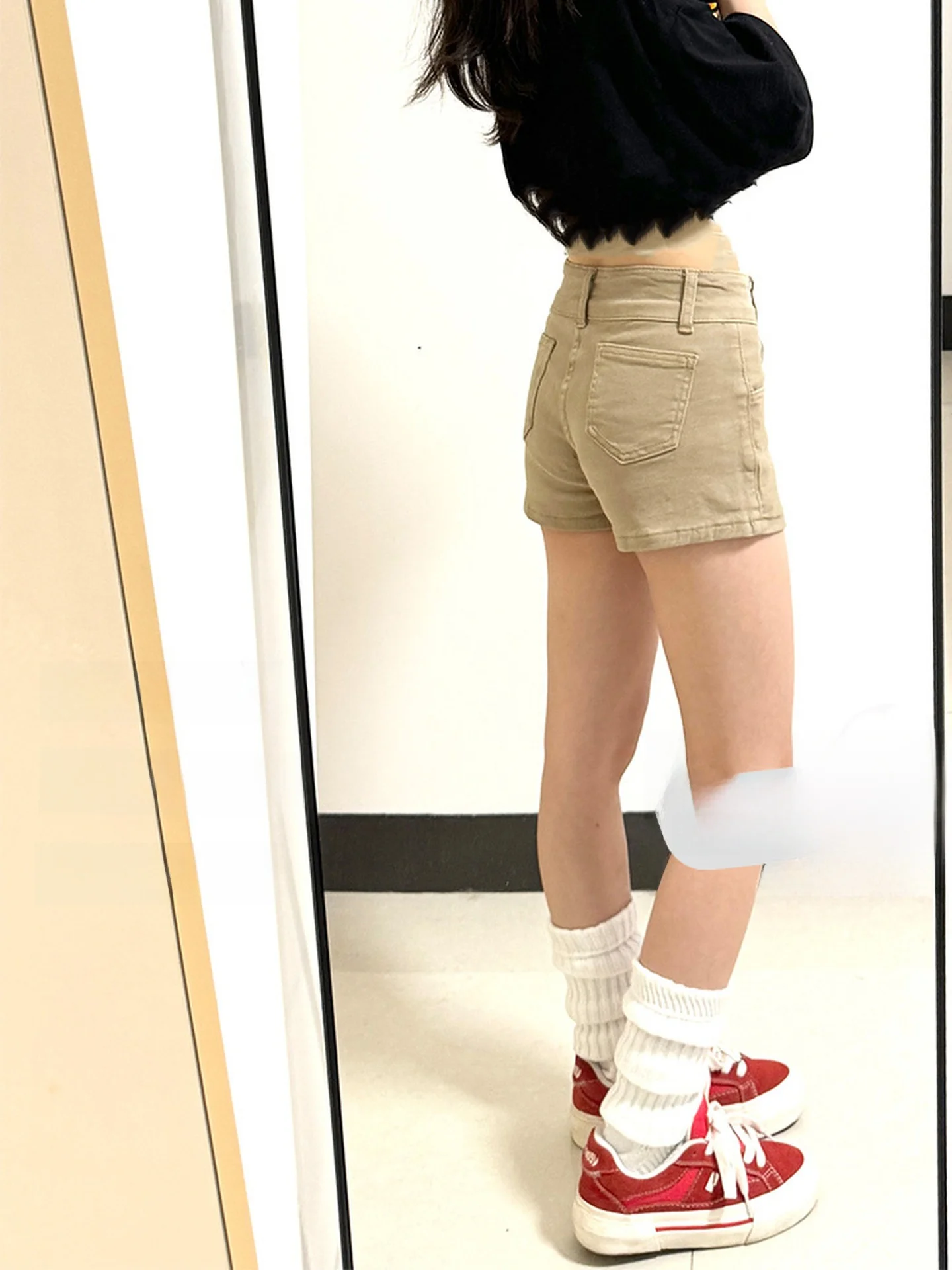 Cintura alta cáqui ort calças para mulheres na moda commuter sle emagrecimento quente menina outono inverno nova chegada rua sle jeans