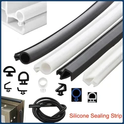 1/2/5Meter Silicone Sealing Strip Bridge Aluminum Alloy Door Windows Soundproof Windproof Waterproof Card Slot Type Weatherstrip