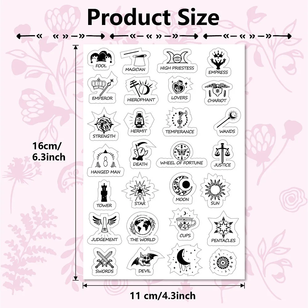 Tarot Clear Rubber Stamps Divination Elements Moon Phases Balance Transparent Vintage Postmark Seals Stamp Journaling Card