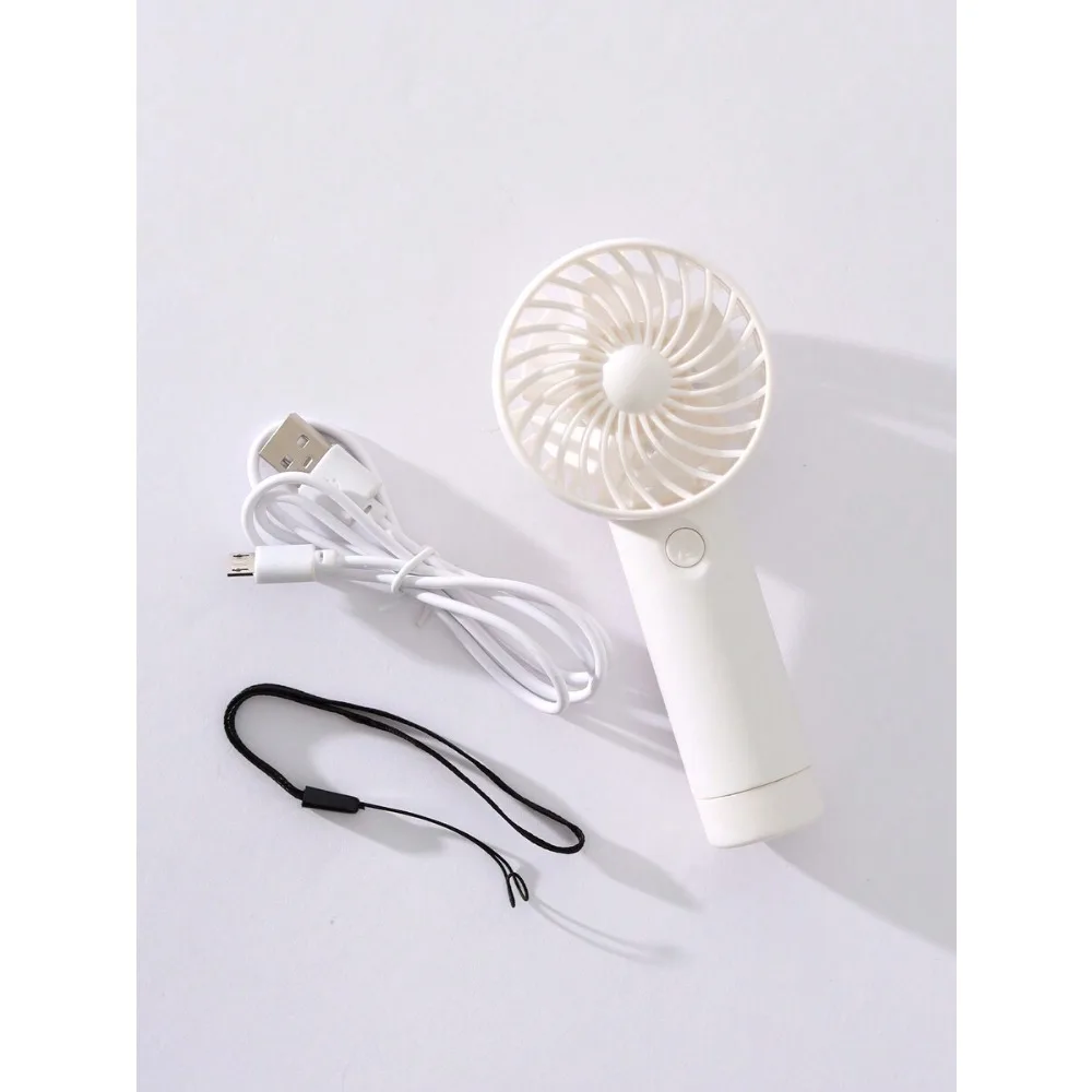

1pc Rechargeable 500mAh Lithium Battery Operated 3-Speed Adjustable Mini Handheld Fan With USB Charging Cable & Lanyard