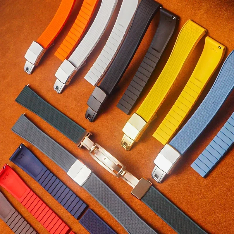 

New Design CTS Fluororubber Watch Strap 20mm for Each Brand Quick Release Butterfly Buckle Watch Bands FKM Strap For Cut To Size