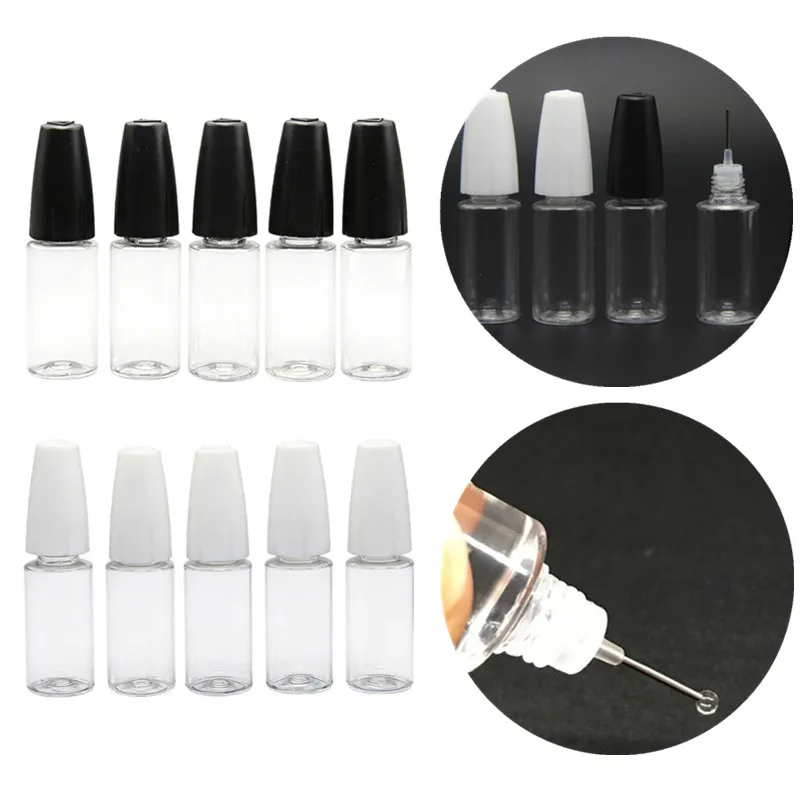 5pcs 10ML Leakproof Drip Bottle with Needle Tip Replacement Bottles Liquid Containers For Model Painting Craft Project