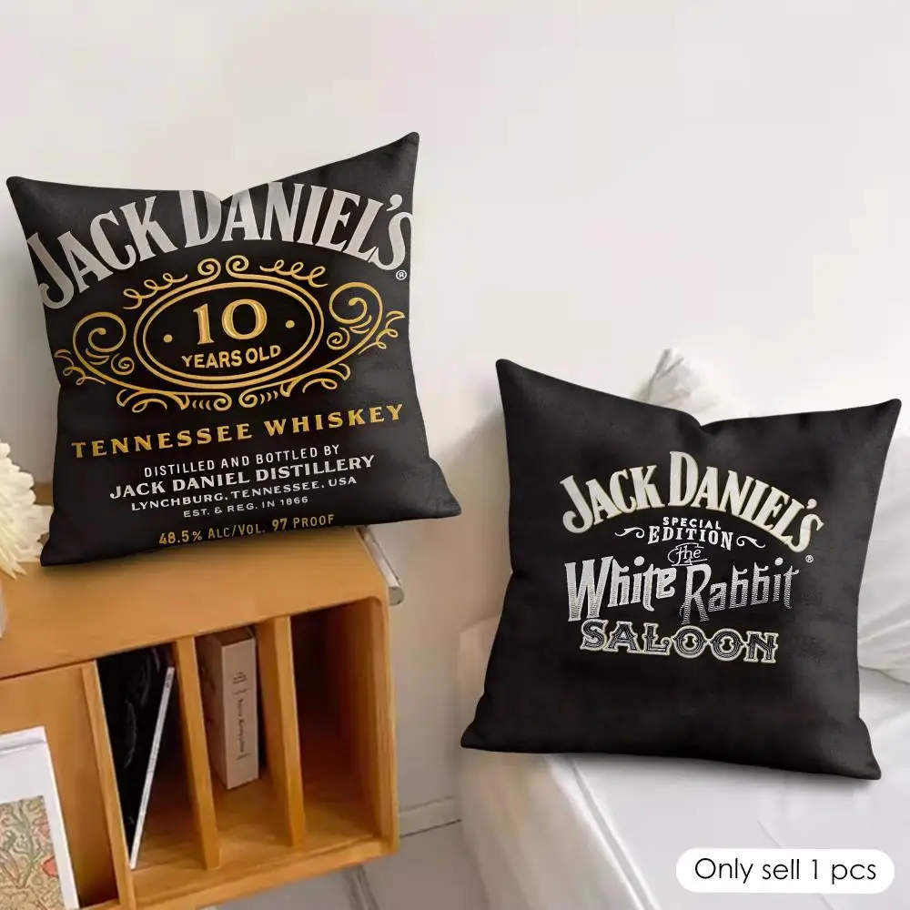 Luxury Brand J-Jack Daniels Cool Cushion Cover Soft Plush Fabric Double-Sided Printed Pillowcase for All Seasons Home Decor