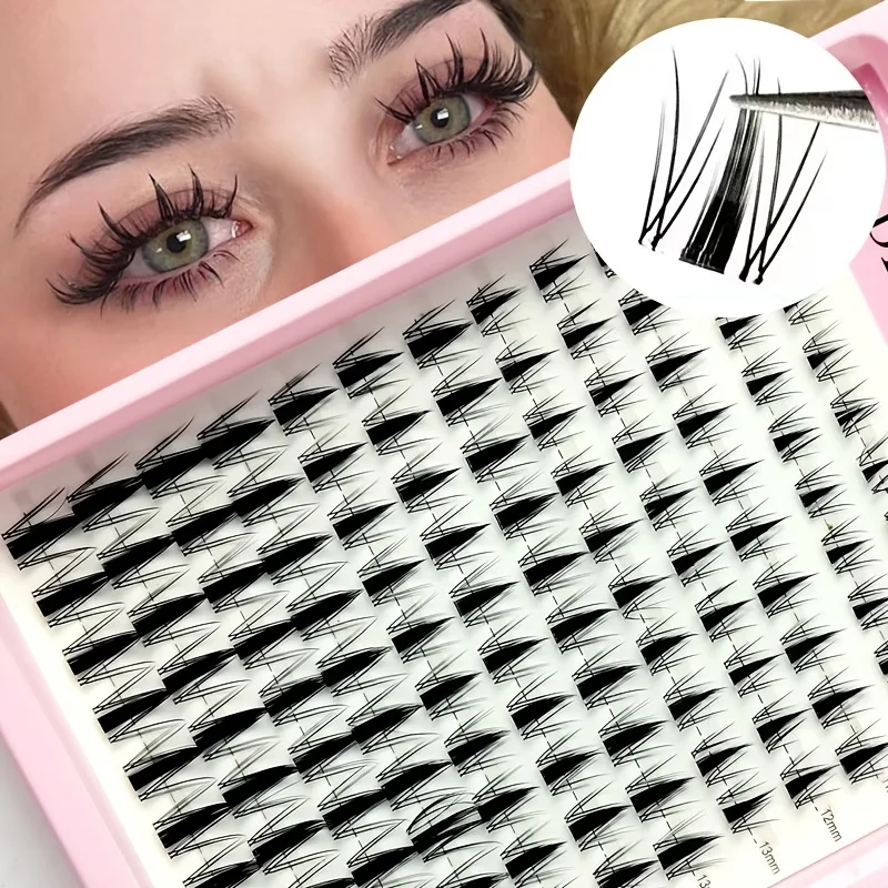 120 Stück Feenwimpern 8-16mm Manga-Wimpern C-Curl Aufwärts - Großer Spannweite DIY-Wimpern Natürliche Erweiterung Wet-Look Scharfe Anime-Wimpern – Detail 3
