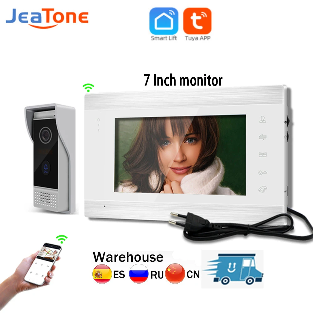 

【Tuya 1080P】Jeatone 7Inch Video Intercom Interphone for Apartment Video Doorphone Security System Smart WiFi APP Remote Unlock