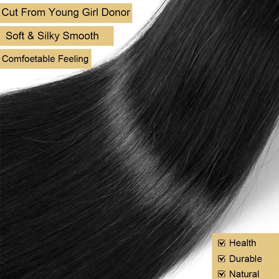 40 50Inch Remy Bone Straight Bundles Human Hair 100% Unprocessed Brazilian Human Hair 4 5 Pcs Virgin Raw Hair Extensions Bundles image 4