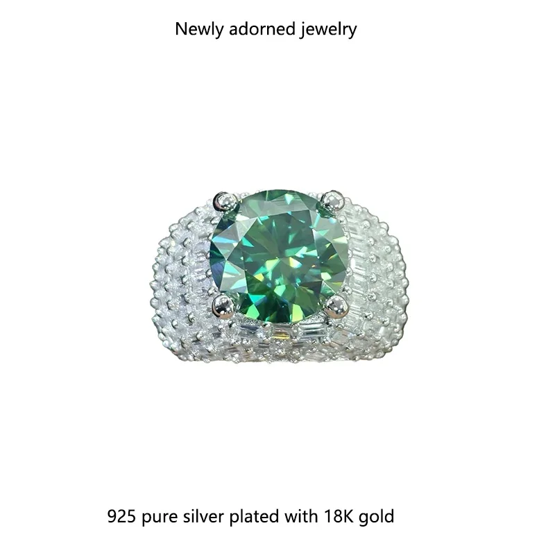 

10-Carat Moissanite Ring for Men – 925 Sterling Silver, European & American Hip-Hop Style, Trendy Hip-Hop Jewelry Gift