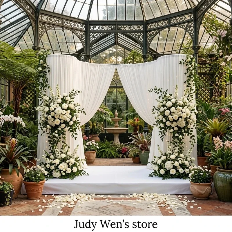 Adjustable Curved Wedding Backdrop Stand Metal S Shape Arch Frame for Draping Curtain Stage Background Party Photo Booth Decor