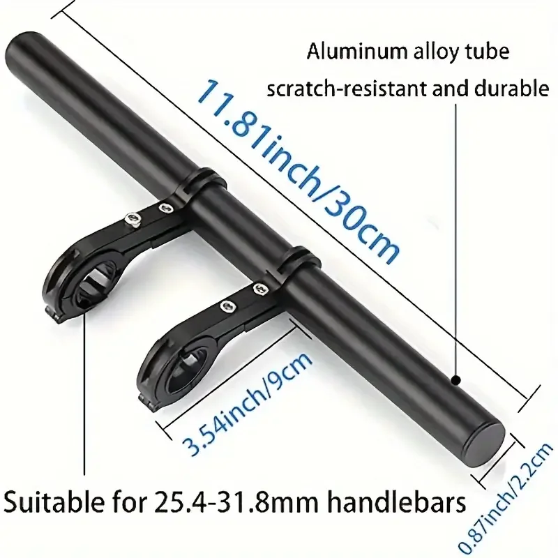 Aluminum Alloy Bike Handlebar Extender - Super Long Bracket for Mounting Accessories, Headlights, Phone Mounts, For 31.8/25.4mm