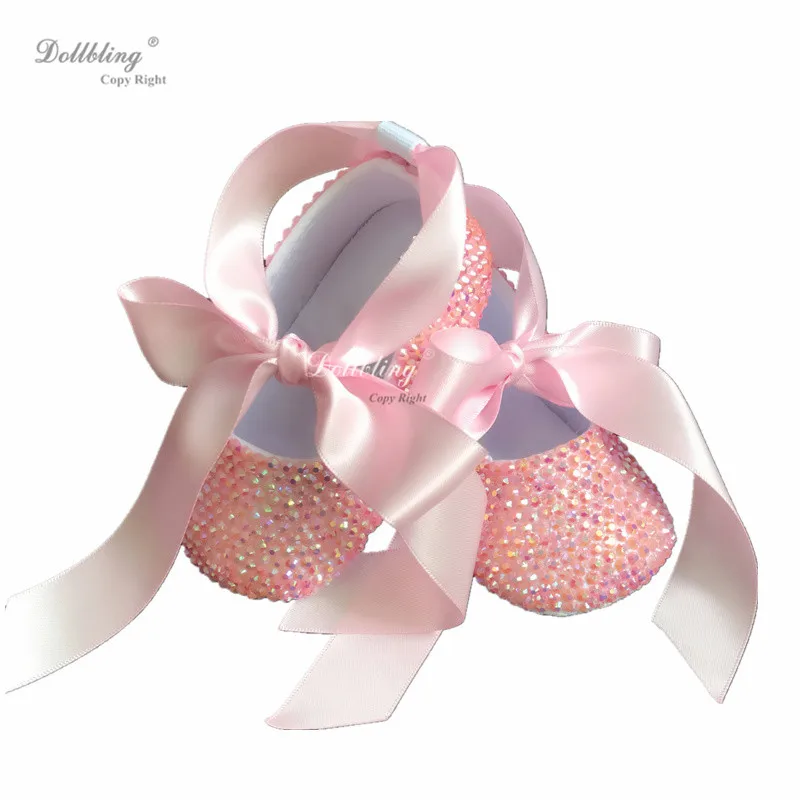 

Dollbling Designed All Covered Jelly pink Rhinestones Baby ballet Christening Breakfast At Sandbeach Baby Shoes Go for A Holiday