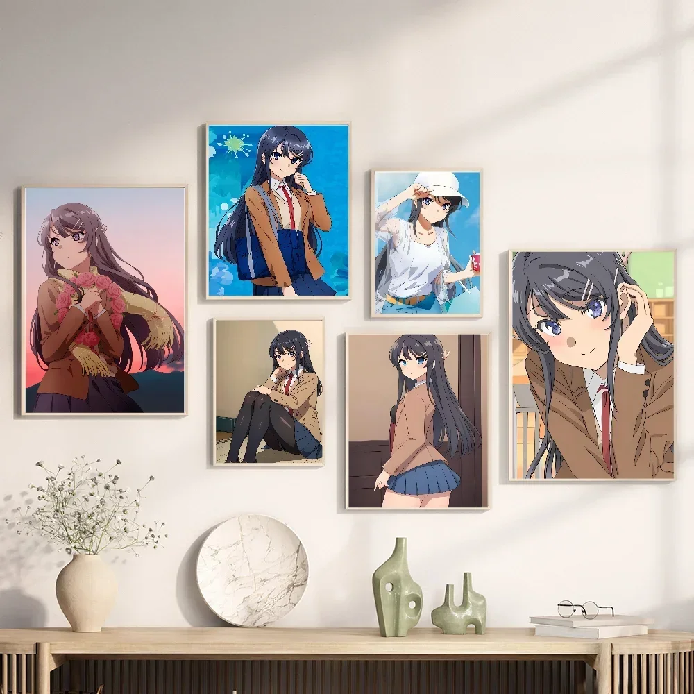bilibili Anime Sakurajima Mai DIY Sticky Poster Fancy Wall Sticker for Living Room Bar Decoration Wall Decor