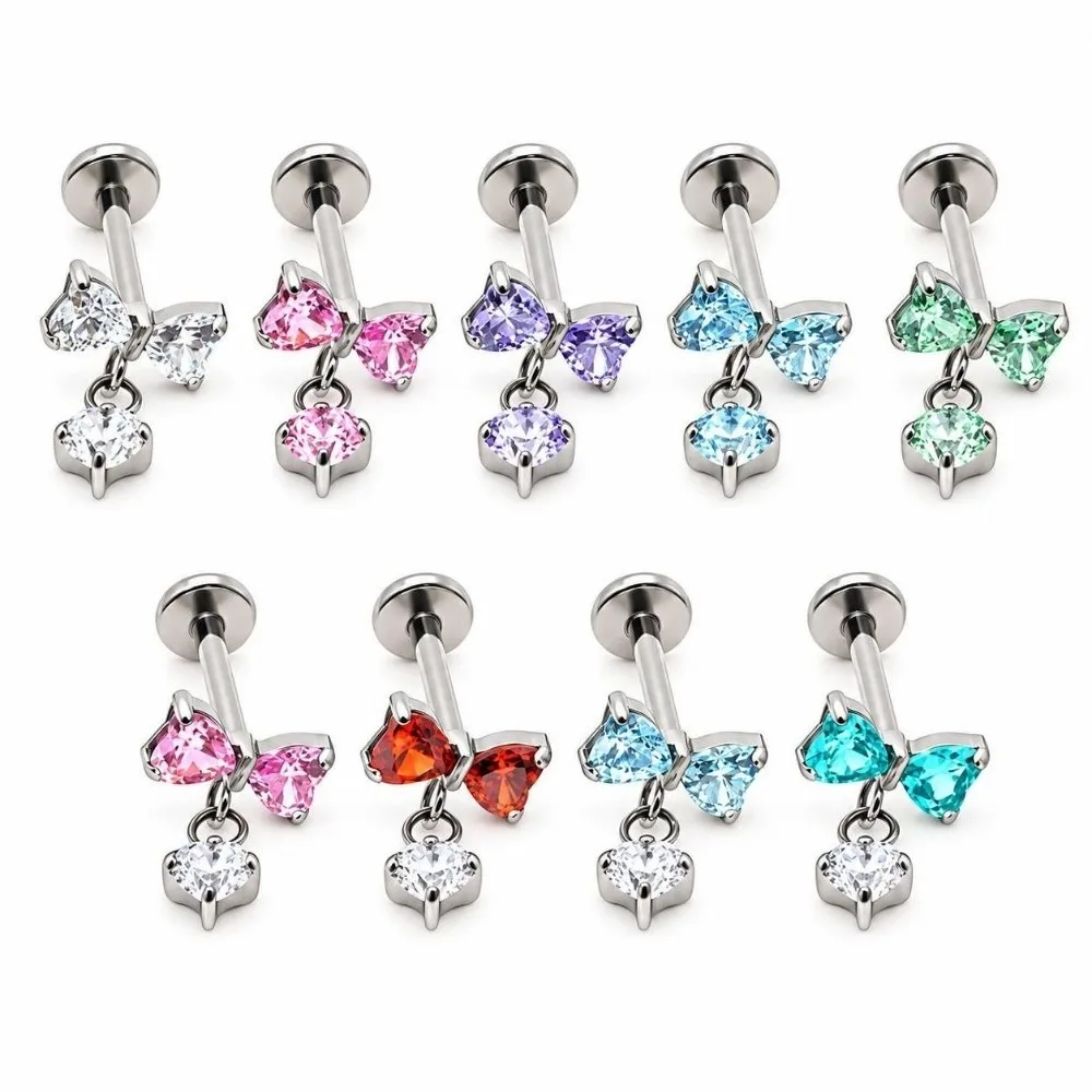 G23 Titanium Cartilage Stud Earring Internally Threaded Dangle Charm Ear Piercing Stud Dangle Charm Earring Cartilage Piercing
