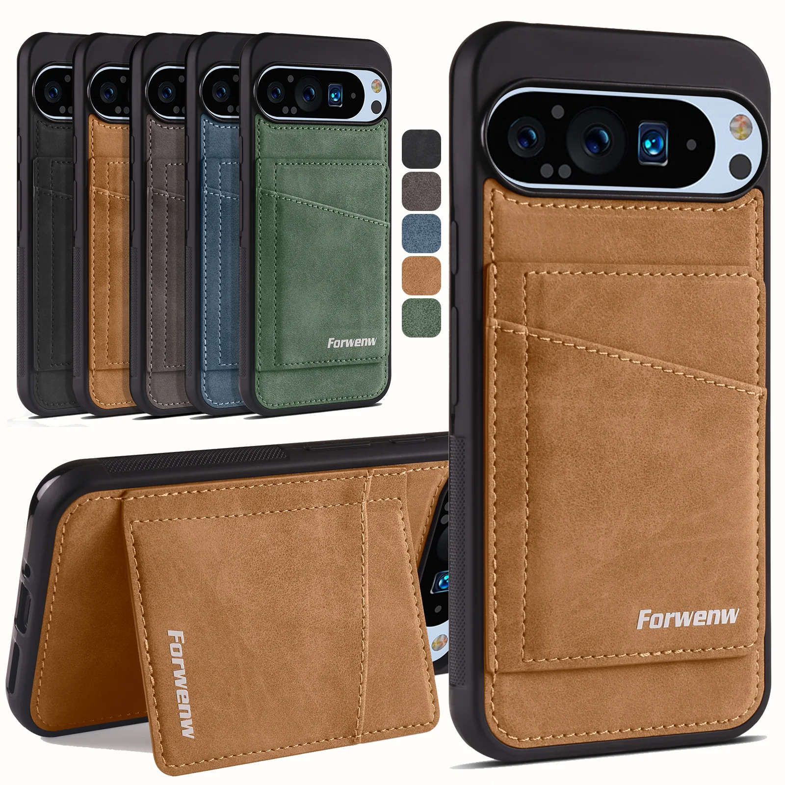 Luxus-Business-Ledertasche für Google Pixel 10, 9, 8, Pro, 9A, 8A, 9, 10, Pro XL, magnetische Flip-Wallet-Kartensteckplätze, Telefonabdeckung