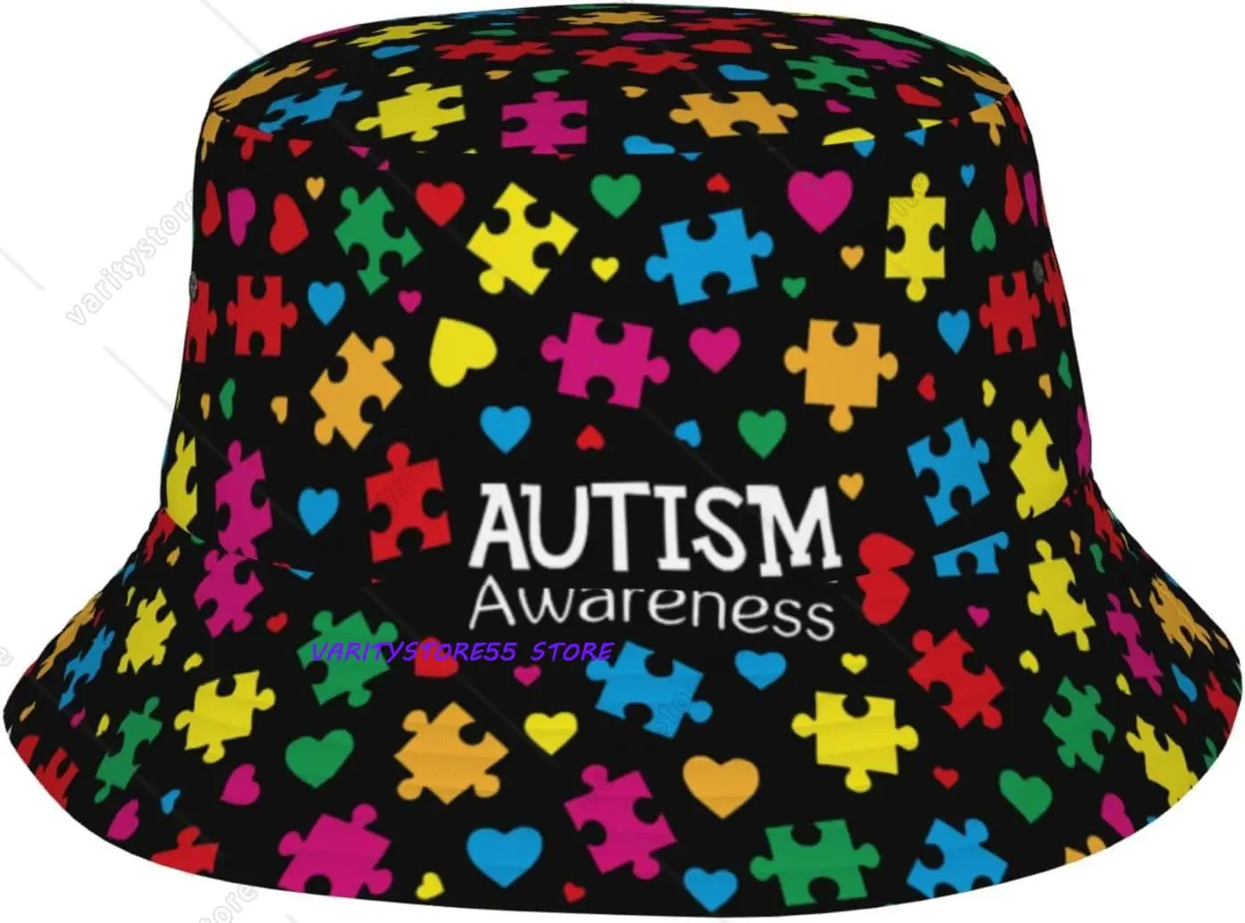 Autism Sun Hat for Men Women Autism Awareness Bucket Hat Foldable Cap Hiking Beach Fishing Summer Safari