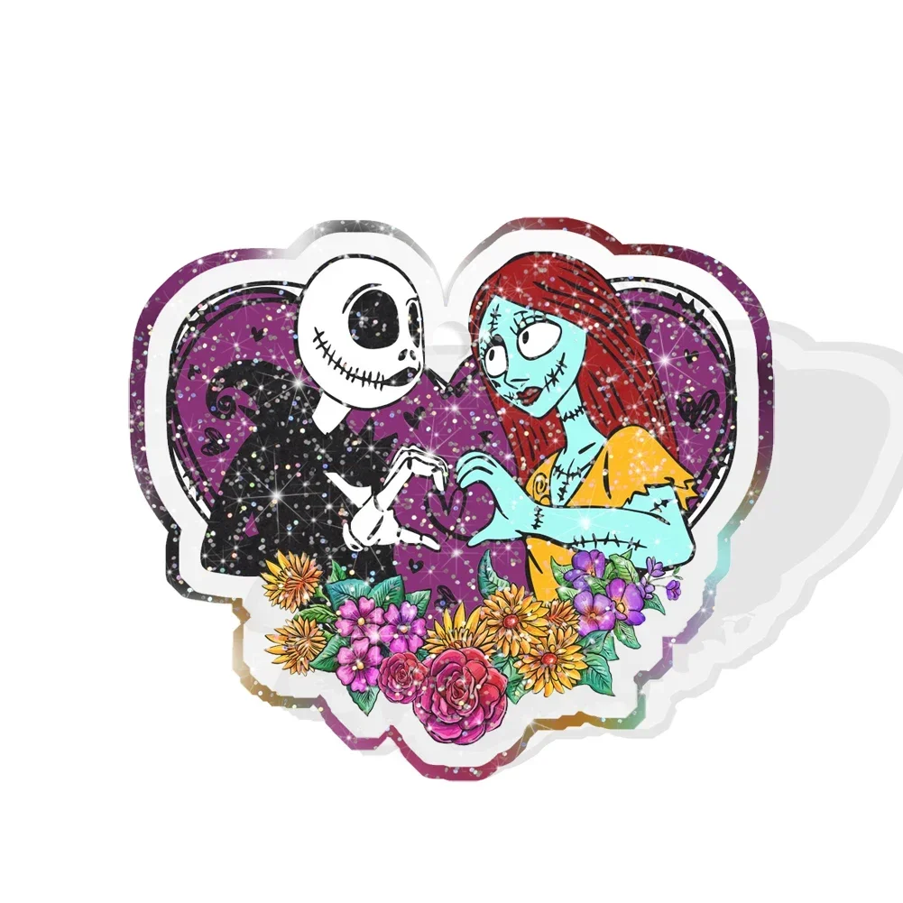 10 teile/los mini disney valentines planar jack und sally acryl harz mit loch harz charms für schlüssel anhänger wenig baumelt