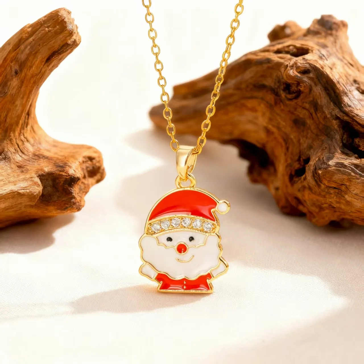 MHS.SUN قبعة شجرة عيد الميلاد سانتا كلوز قلادة القلائد موضة الفولاذ المقاوم للصدأ مطلية بالذهب مجوهرات الحفلات للنساء فتاة #3