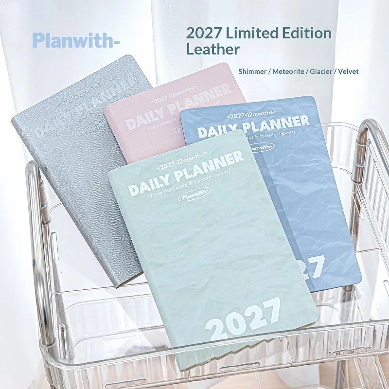 planwith-2027年限定版年間ノート、月間・週間プランナー、携帯用デイリーアジェンダカレンダー、新学期ギフトに最適