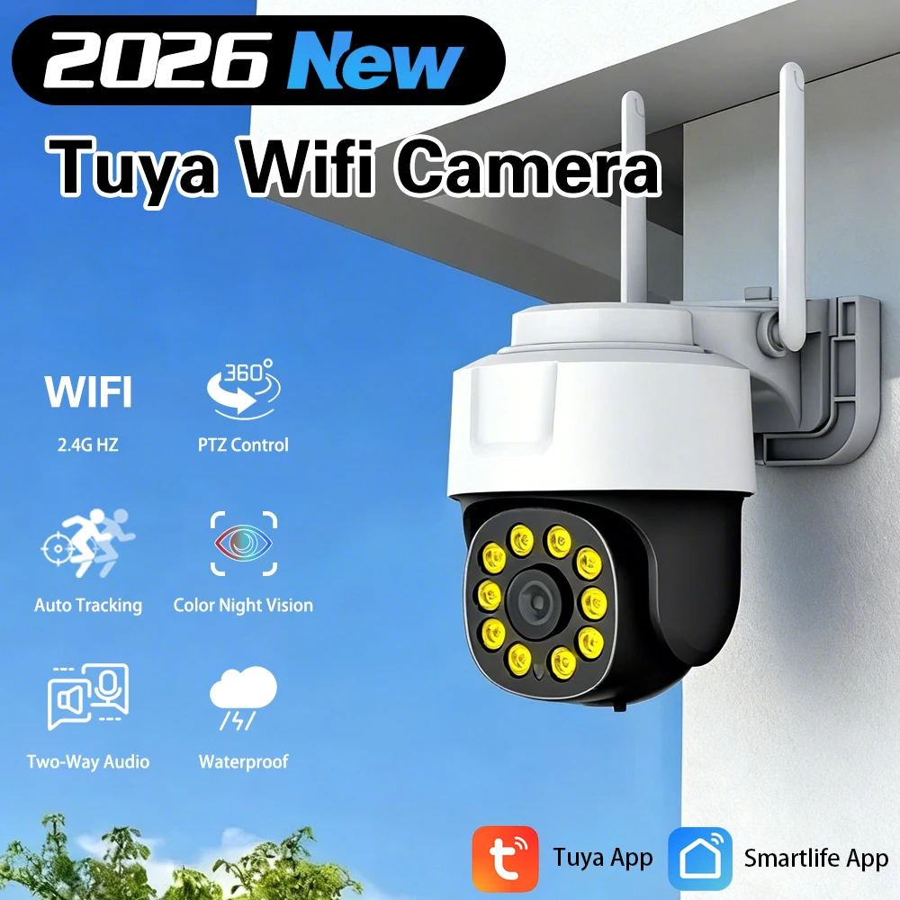 

5-мегапиксельная IP-камера Tuya WIFI PTZ для наружного/внутреннего использования, камеры видеонаблюдения для дома, беспроводное видеонаблюдение, работает с приложением Tuya Smartlife