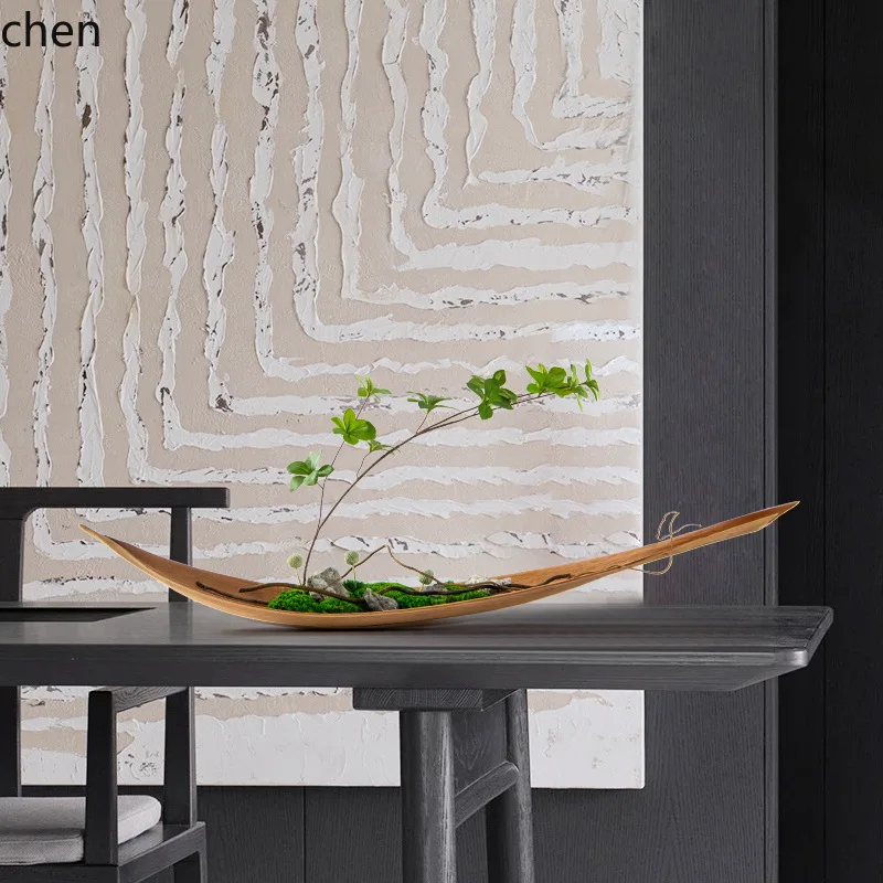 YFY New Chinese Style  Wabi-Sabi Style Cocoa Leaf Moss Floral  Table Flower  Zen Style  Model Room Soft  Flower Arrangement