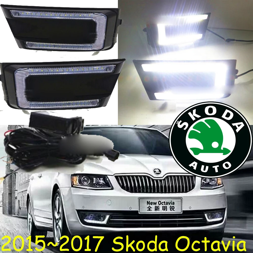 

Автомобильный бампер, фара для Skoda Octavia, дневная лампа 2015 ~ 2018y DRL, аксессуары для автомобиля, дневная фара для Skoda Octavia, противотуманная лампа