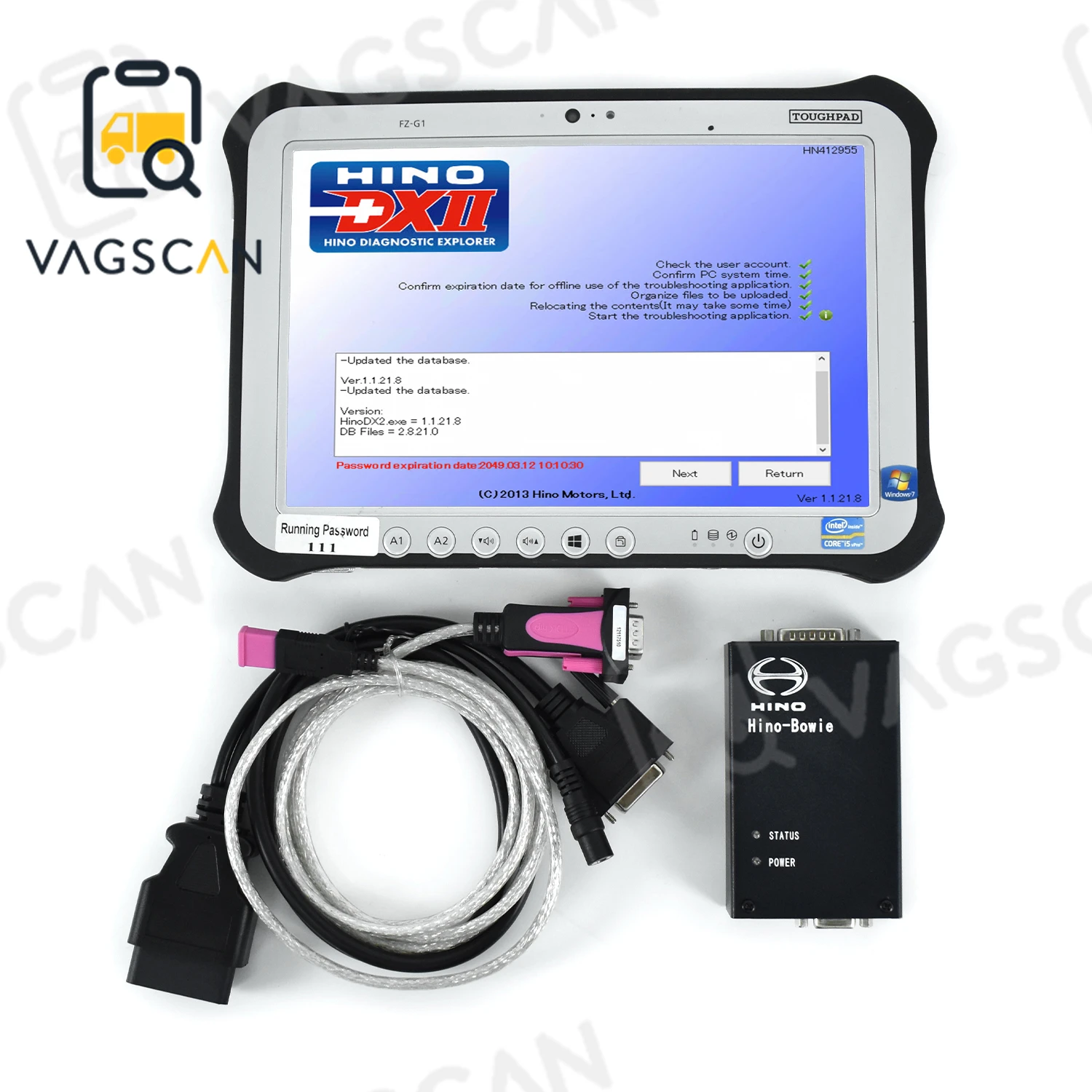 V3.16 Truck Diagnostic Tool for Kobelco Hino Bowie DX Truck Explorer Excavator Diagnostic Scanner tools+FZG1 Tablet