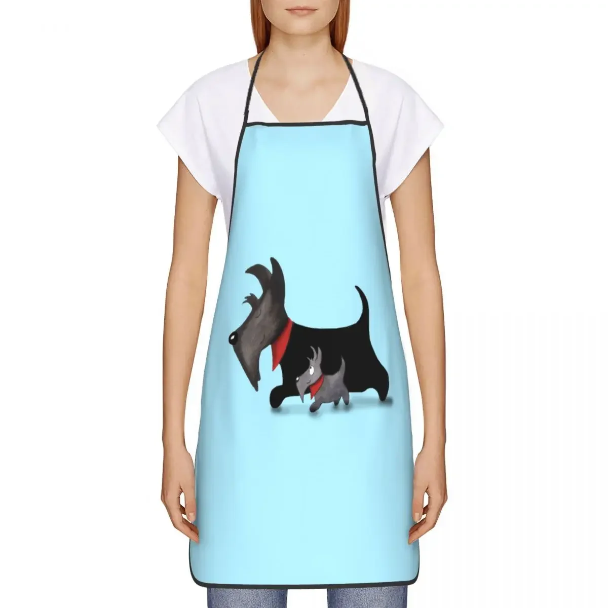 Scottie Dogs Cartoon Graphic Apron for Women Men Unisex Bib Scottish Terrier Kitchen Cooking Tablier Cuisine Chef Baking