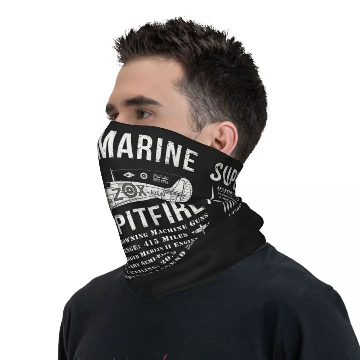 Supermarine Spitfire Bandana y2k Cool Cycling Mask Running Travel UV Protection Balaclava Pattern Neck Cover Tactical Mask