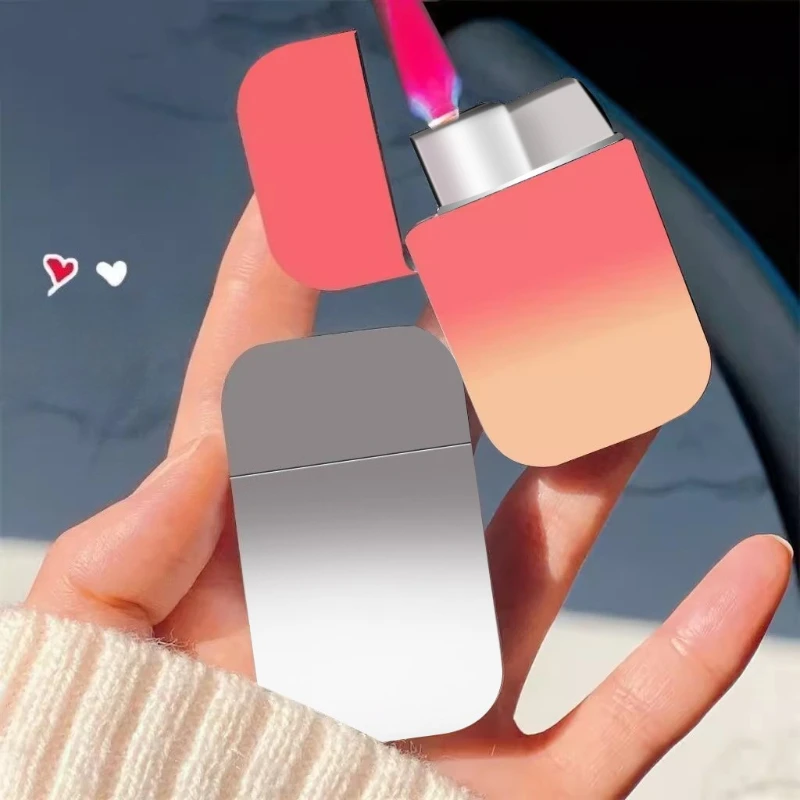 

Portable Creative Metal Gradient Pink Flame Turbo Lighter Outdoor Windproof Personalized Design Men's and Women's Lighter Gifts