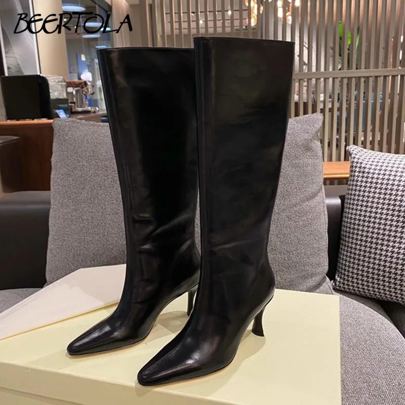 Multicolor Solid Color Fashion Long Boots Pointed Toe Stiletto Pull-On Simple Boots Fashionable Casual Daily Women's Boots