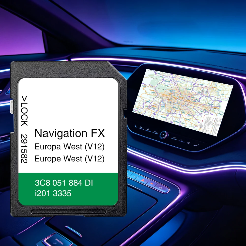 Upgrade RNS310 für VW Caddy Touran Tiguan Jetta Passat Fahrzeug 3C8051884DI SD-Karte Satellitennavigation Europa-Karte FX V12 West