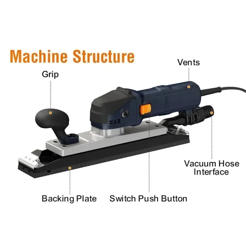 70×400mm Dust‑Free Random Orbital Sander 220V, Eccentric Brush Industrial Sander for Wood Automotive Processing