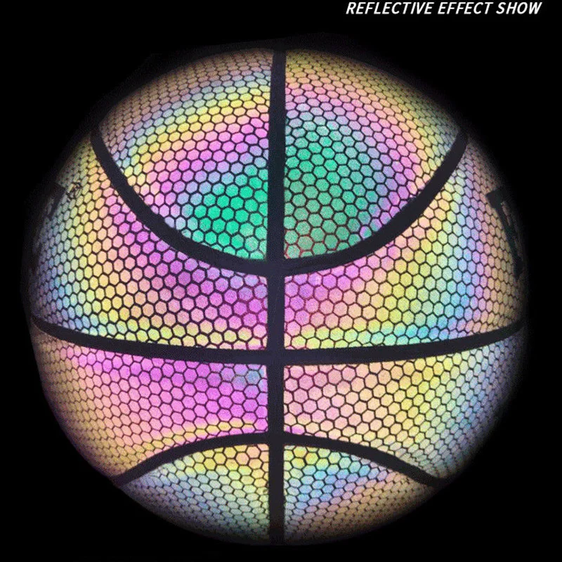 Holographic Reflective Glowing Basketball No. 7Outdoor Indoor Ball Glowing Luminous Night Light Basketball Gifts