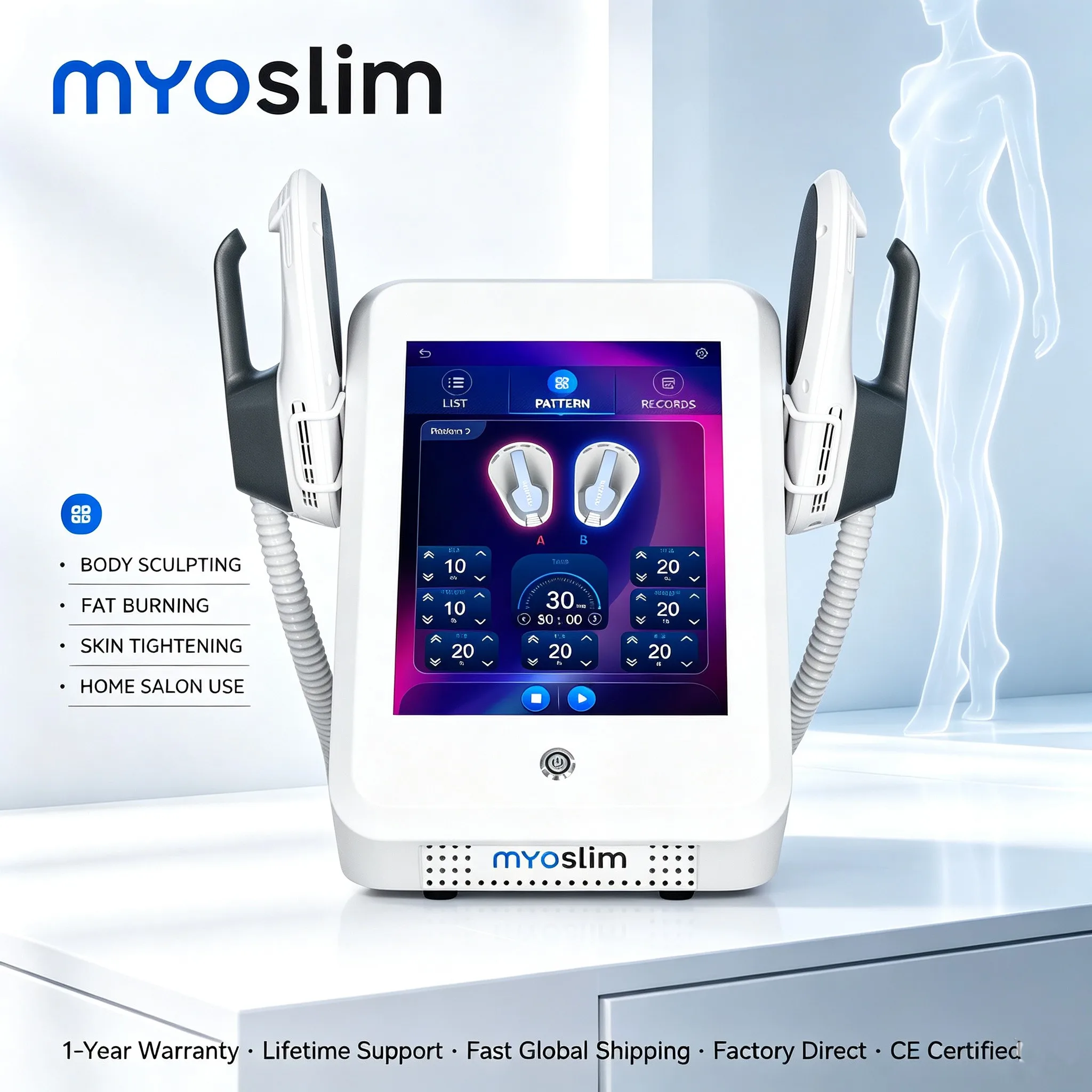 Myoslim 6500W 15Tesla EMS Muscle Stimulator RF Body Contouring Sculpting Massager Machine  Professionalism Slimming Devices