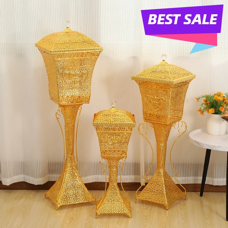 Gold Ornate Iron Incense Burner Censer Arab Home Decor Carved Hollow Out Vintage