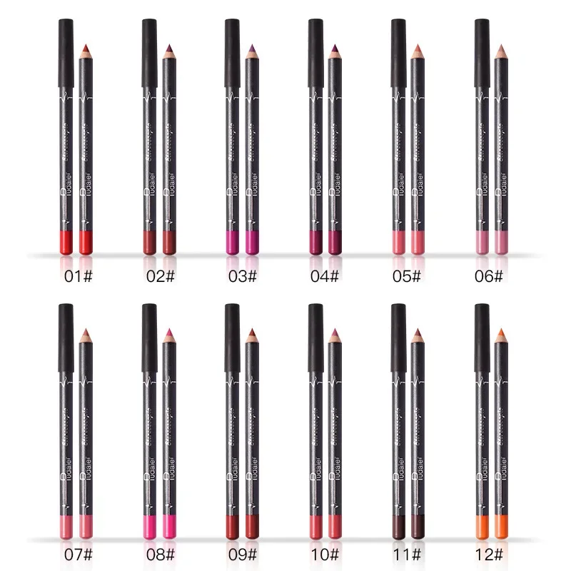 Hoge Kwaliteit Nieuwe 12 Stuks Lippenstift Lipliner Set Matte Fluwelen Lip Liner Pen Contour Make-Up Sexy Rode Lip Stick Langdurige cosmetica