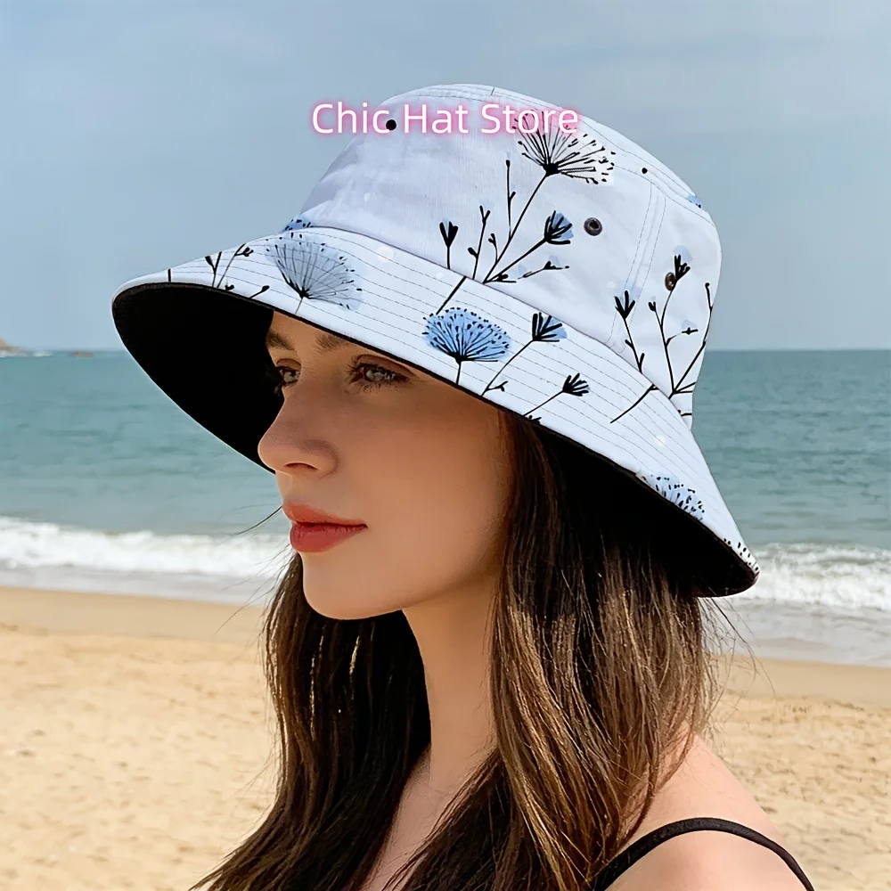 1 High-quality Unisex Blue Floral Print Bucket Hat. Originally a Practical Accessory for Fishermen, the Bucket Hat Has Evolved i