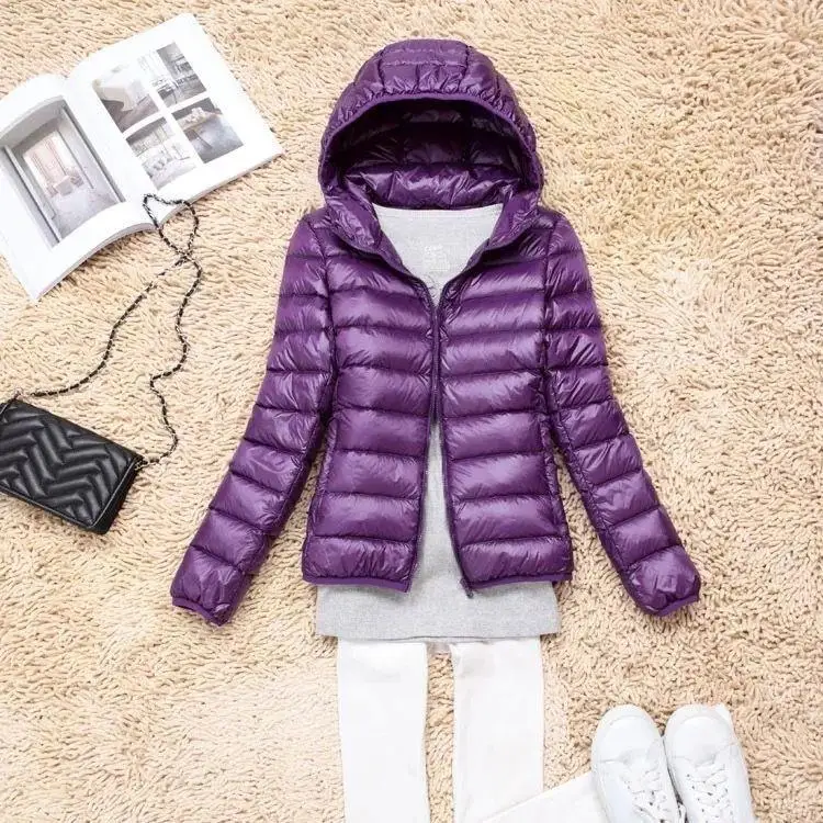 

New plus Size Lightweight Padded Cotton Jaet Women's Hooded Stand Collar ort Korean Sle Slim Fit Spring Autumn Long Sle...