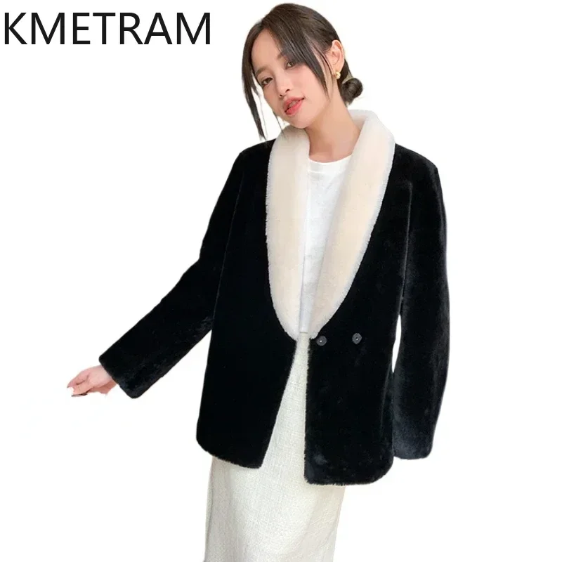 Real Wool Fur Coat Women Clothing Winter Natural Sheepskin Fur Jacket Woman 2024 Fashion Black Outerwears дубленка женская