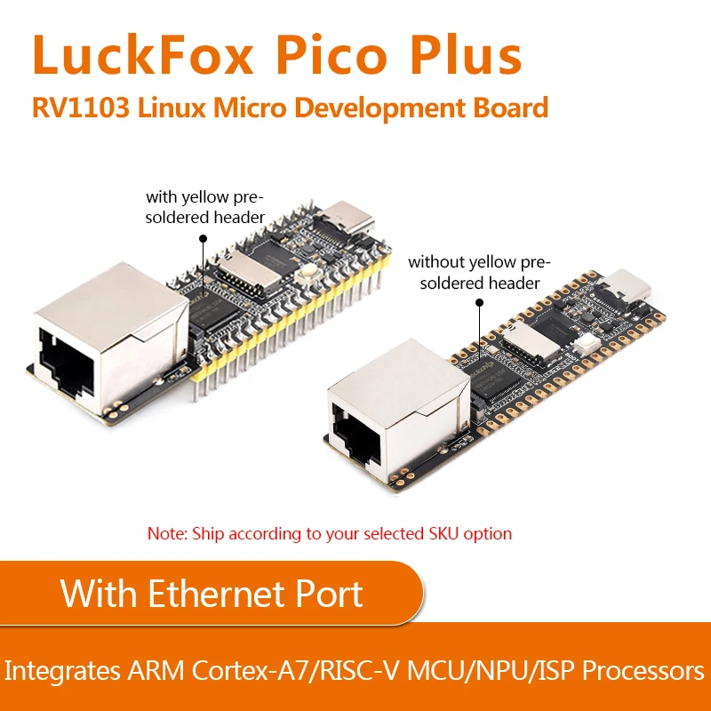 

LuckFox Pico Plus RV1103 Linux микро макетная плата, интегрирует ARM Cortex-A7/RISC-V MCU/NPU/ISP процессоры, с Ethernet Po