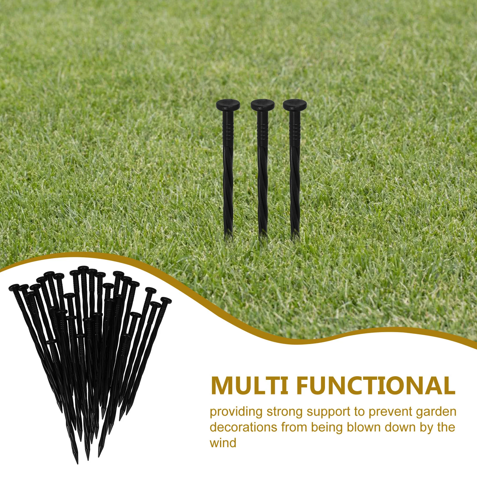 

30Pcs PP Garden Stakes Durable Portable Design Outdoor Patio Lawn Fixing Nails Landscape Pins Gardening Nails