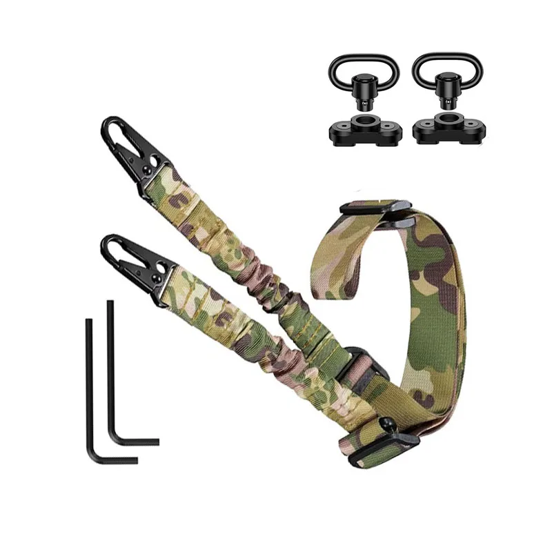 

Camouflage Rifle Sling 2 Points Safety Belt Length Adjuster 2 360° Mlok Buckles Equipment Hook Shoulder