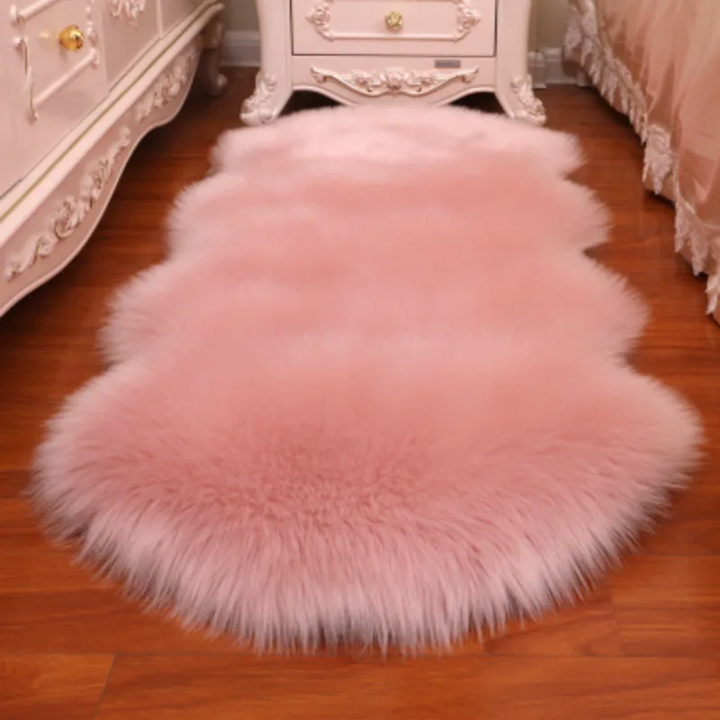 New Plush Soft Sheepskin Bedroom Carpet Imitation Wool Pad Long Hair Bedside Mat Sofa Cushion Rugs Living Room Fur Carpet