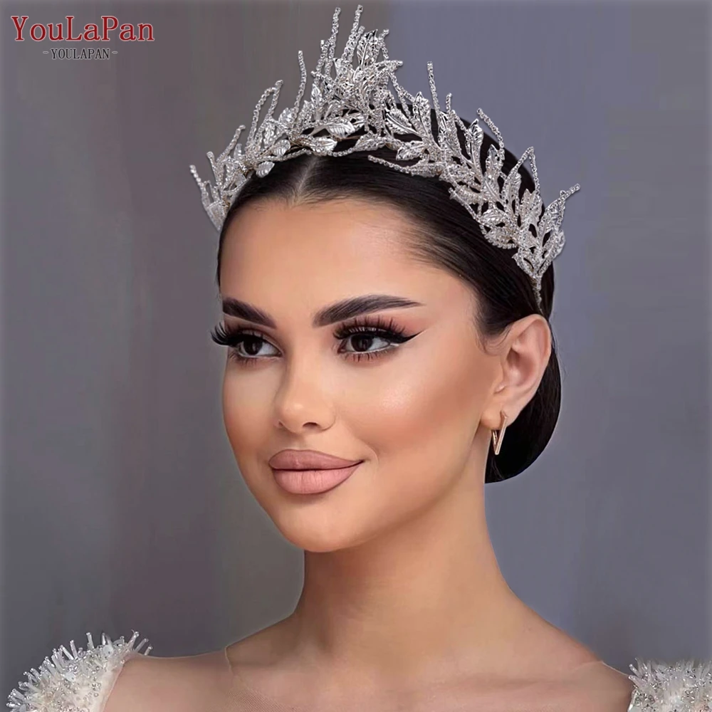 YouLaPan Handmade Bride Tiara fascia accessori per capelli da sposa foglia di lega copricapo da donna corona da sposa regalo da damigella d\'onore