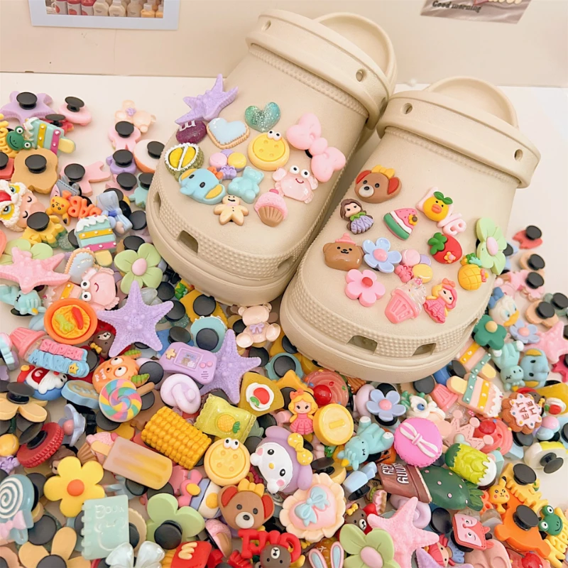 30/50/80/100Pcs Random Shoe Charms for Sandals DIY Shoe Cartoon Party Gift Decoration Accessories Premium Quality Shoe Pins