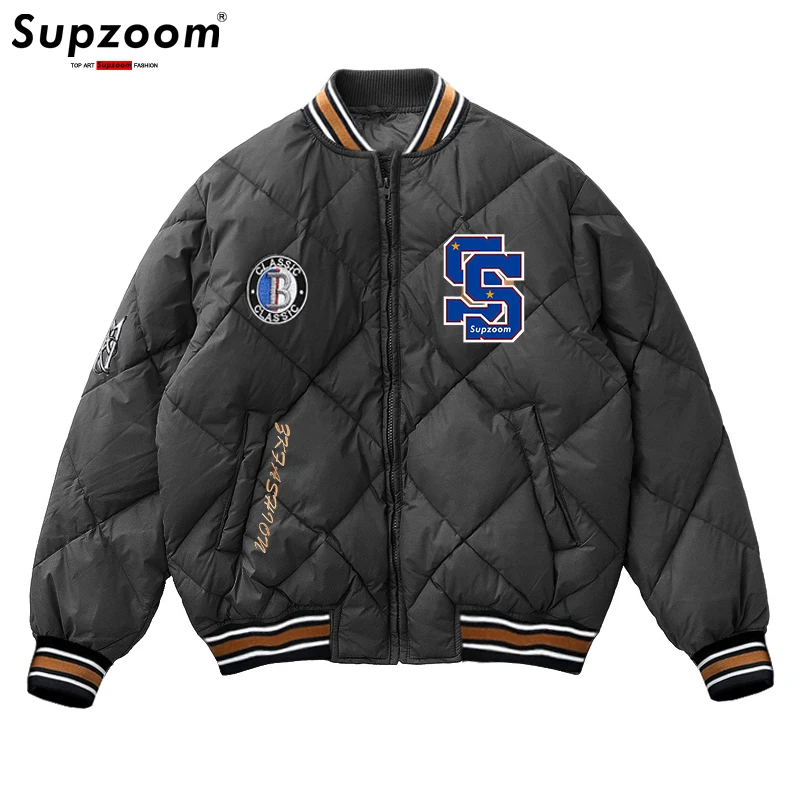 

Supzoom 2022 New Arrival Hip Hop Embroidery Couples Casual Top Fashion Male And Female Winter Men Coat Warm Baseball Down Jacket