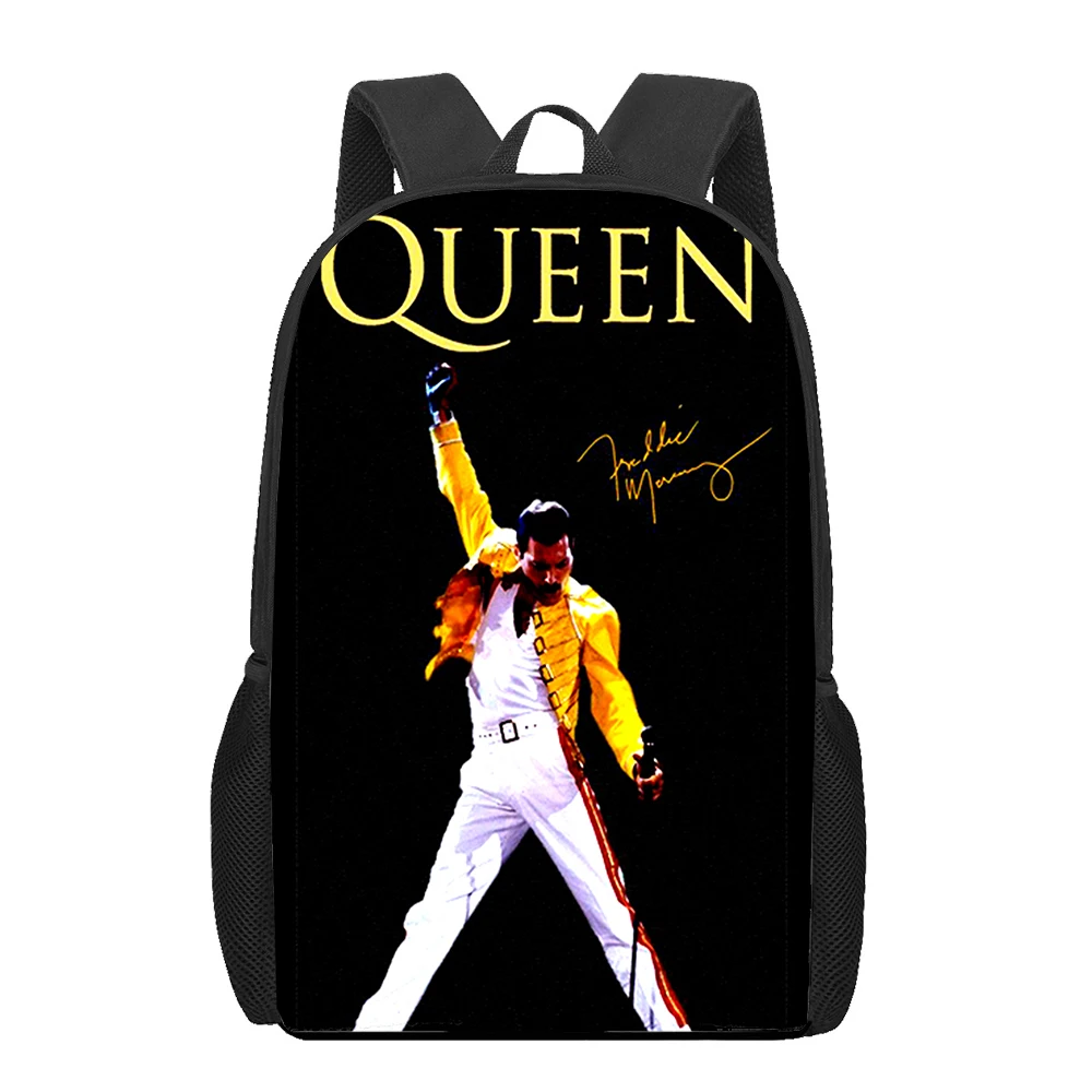 Queen Band Freddie Mercury 3D พิมพ์โรงเรียนกระเป๋าสําหรับวัยรุ่น Boys Girls ที่ไม่ซ้ํากันกระเป๋าเป้สะพายหลังเด็กกระเป๋าหนังสือ Casual Travel Rucksack