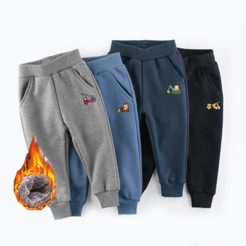 2 6 4 8Y Embroidery Pants Baby Boy Trousers Plus Velvet Thick Warm Winter Baby Children\'s Trousers Kids Baby Boy Warm Pants