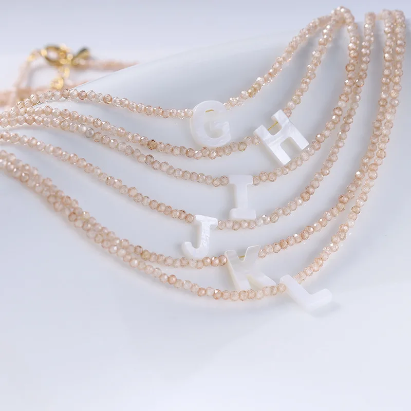 Withered Shell letter necklace with simple and colorful beaded items Jewelry Necklace Necklaces For Women