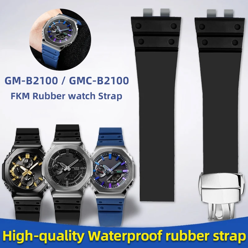 Soft Rubber watchband For Casio G-SHOCK GM-B2100 GMC-B2100 strap men's Waterproof  Black Blue Bracelet GMB2100 Watch Accessories